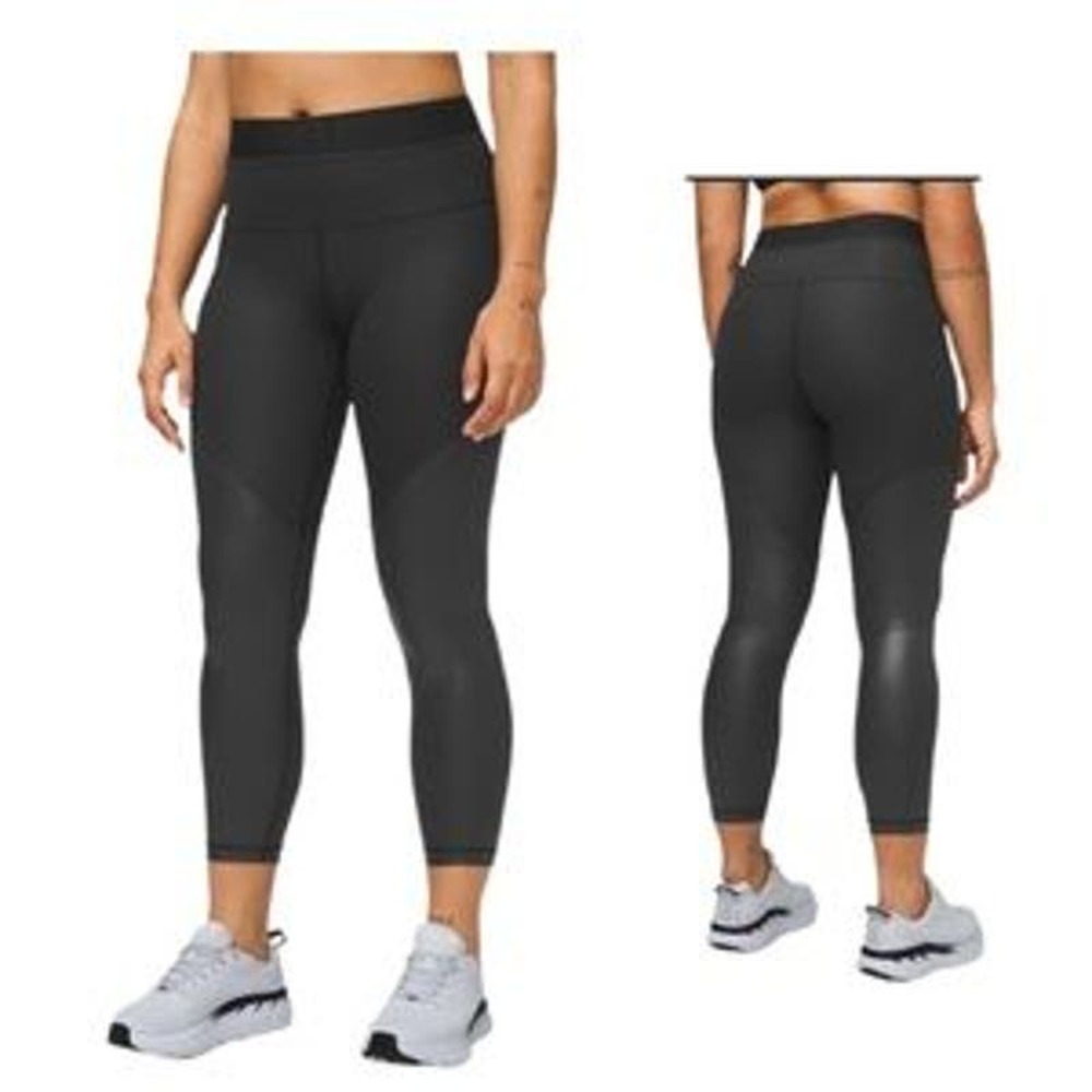 Lululemon Power Position High Rise Tight 25" Matte Black Foil Size 6 Luxtreme
